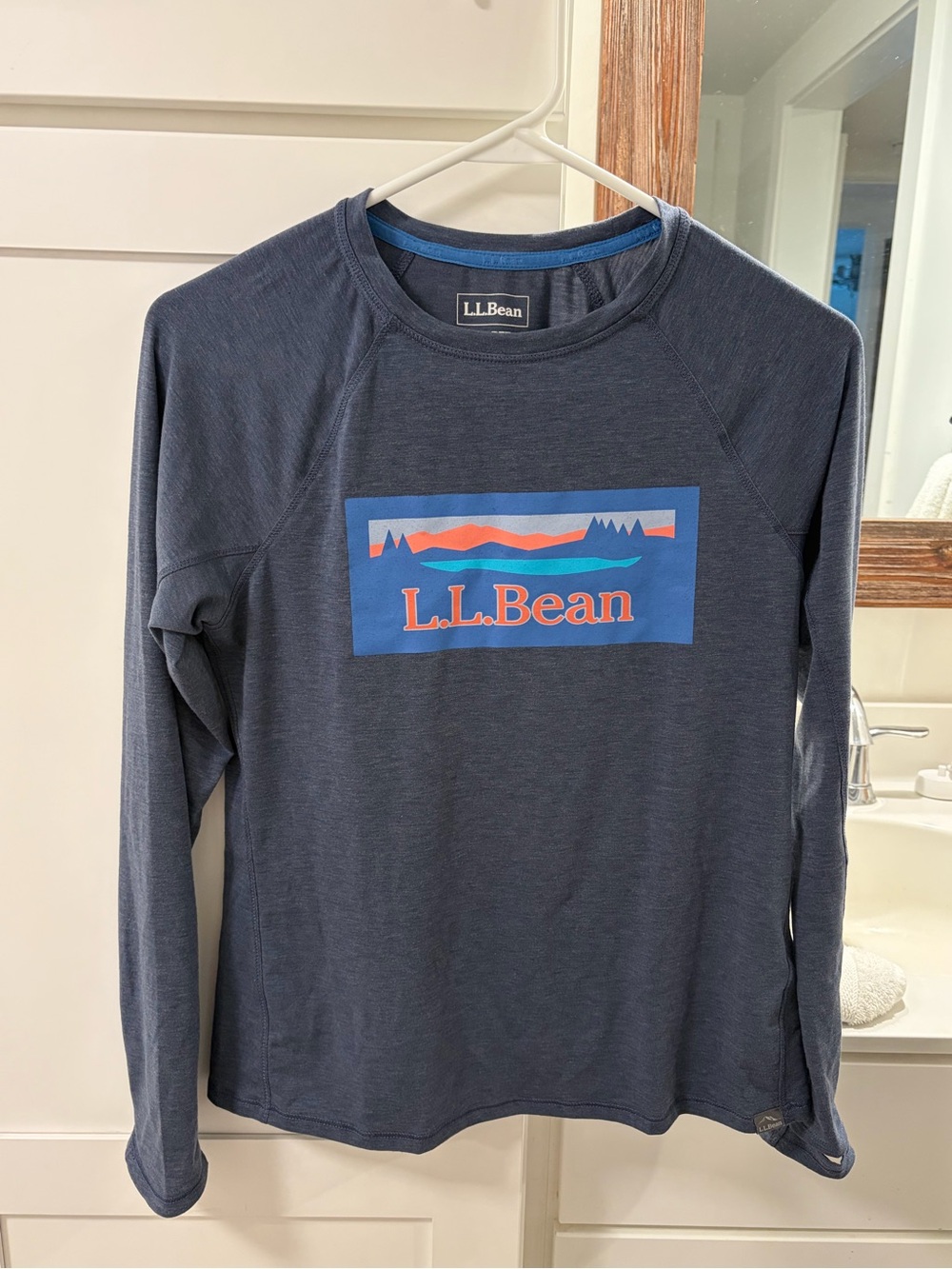 L.L. Bean Navy Tee with Light Blue Neck Trim